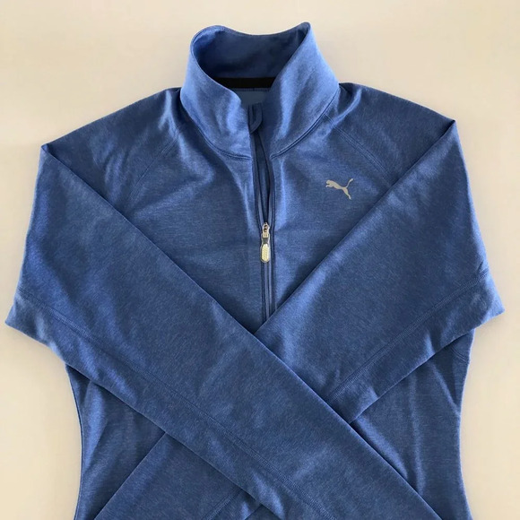 Puma 1/2 Zip Long Sleeve Stand Up Collared Top in Heather Light Purple Size S - Picture 2 of 15
